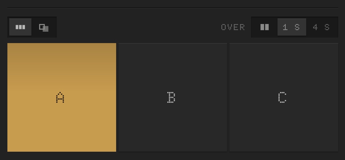 The transition: groups A, B and C, and the fade time